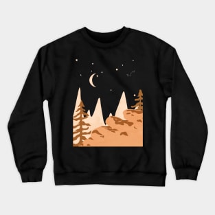 Night Scene Digital Art Trees Rocks Crewneck Sweatshirt